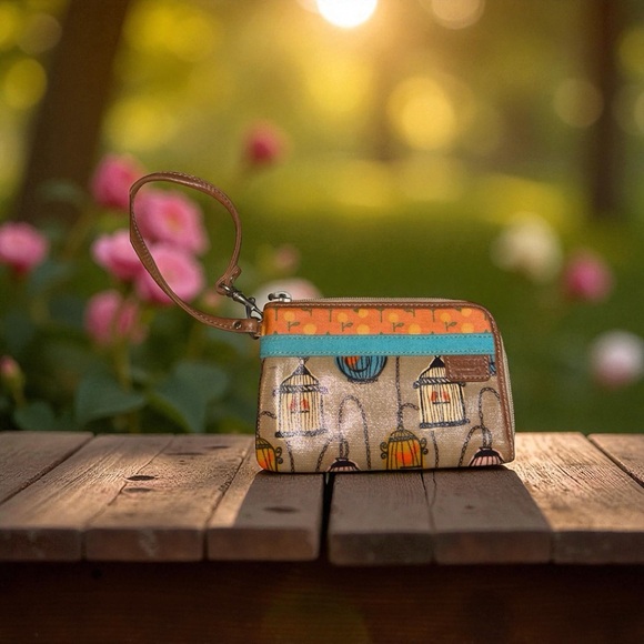 Fossil Wallet with Orange and Teal Accents - Picture 1 of 2